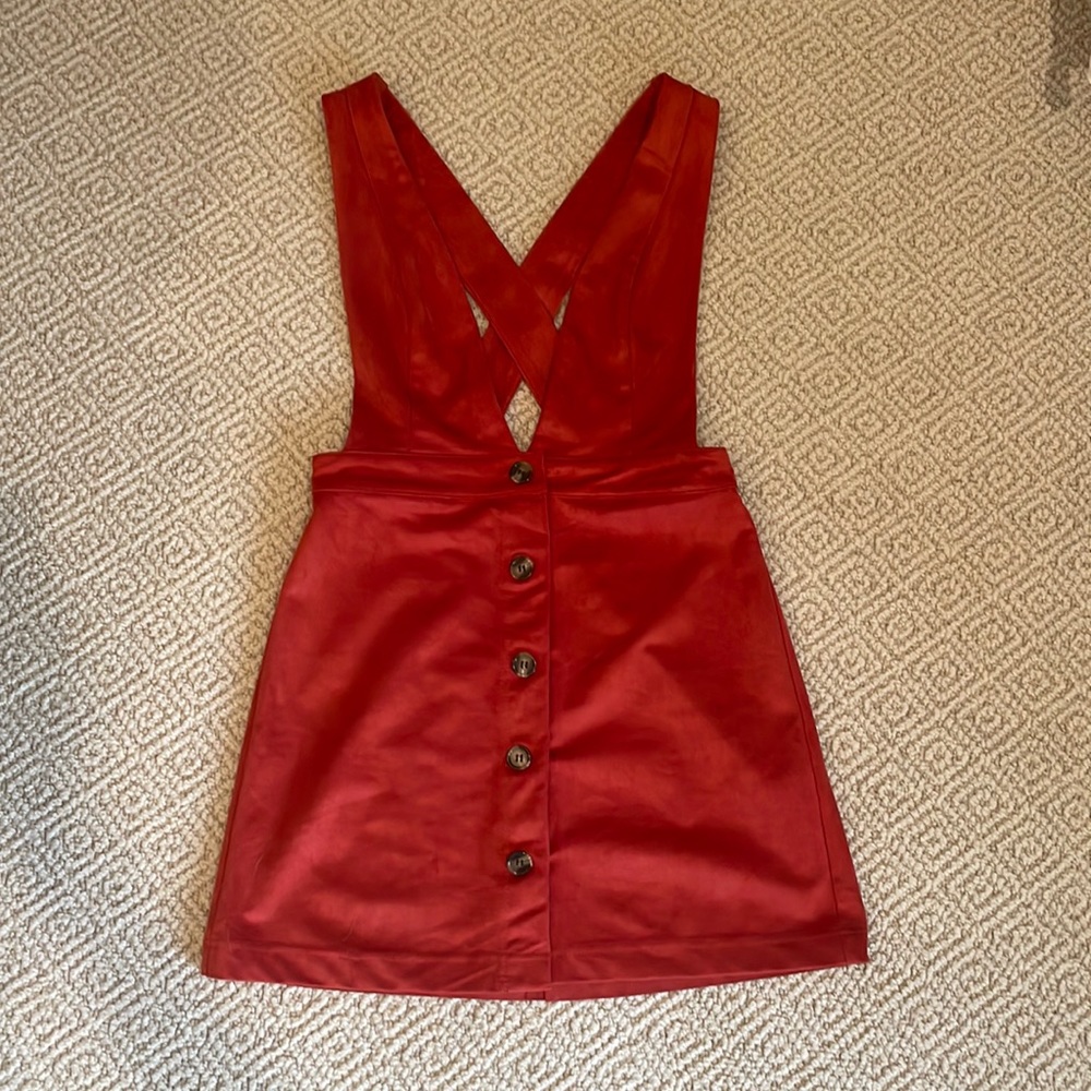 Burnt orange suede dress with buttons